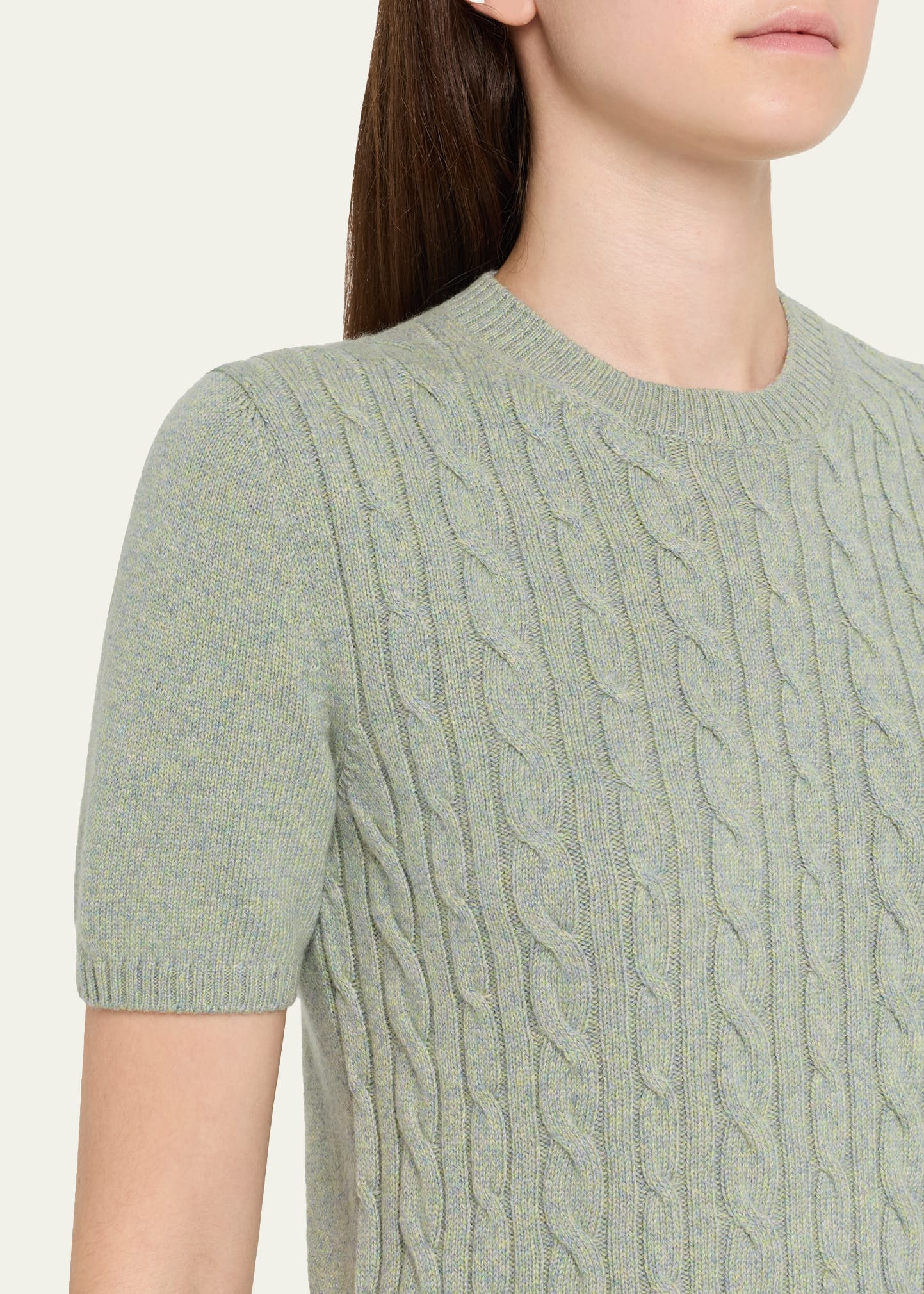Treccia Cashmere Short-Sleeve Sweater - 5