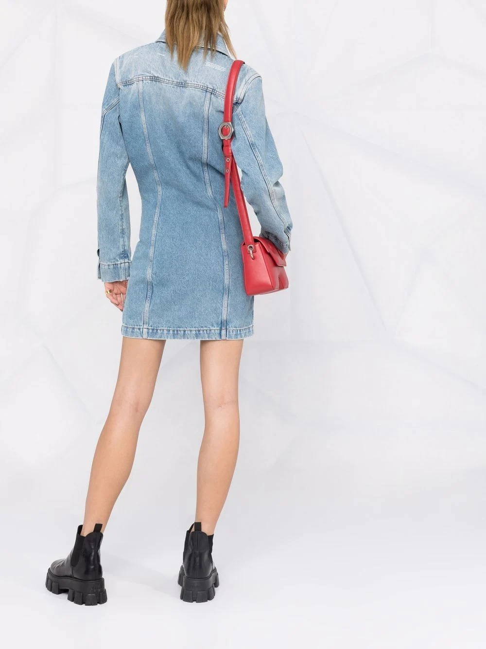 long-sleeve denim shirtdress - 4