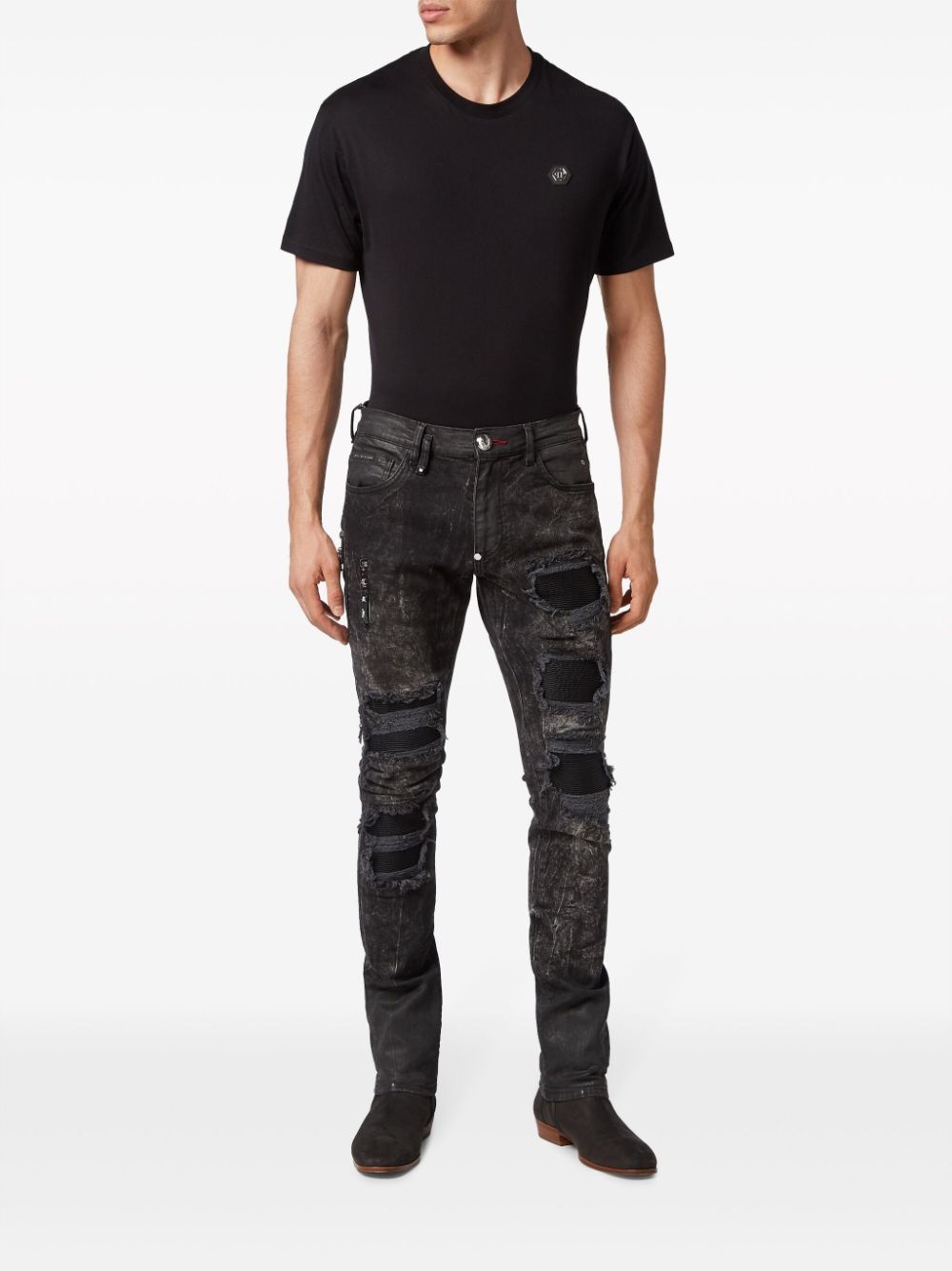 ripped stonewashed skinny jeans - 2