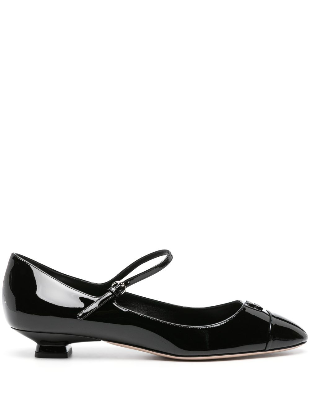 logo-lettering patent ballerina shoes - 1