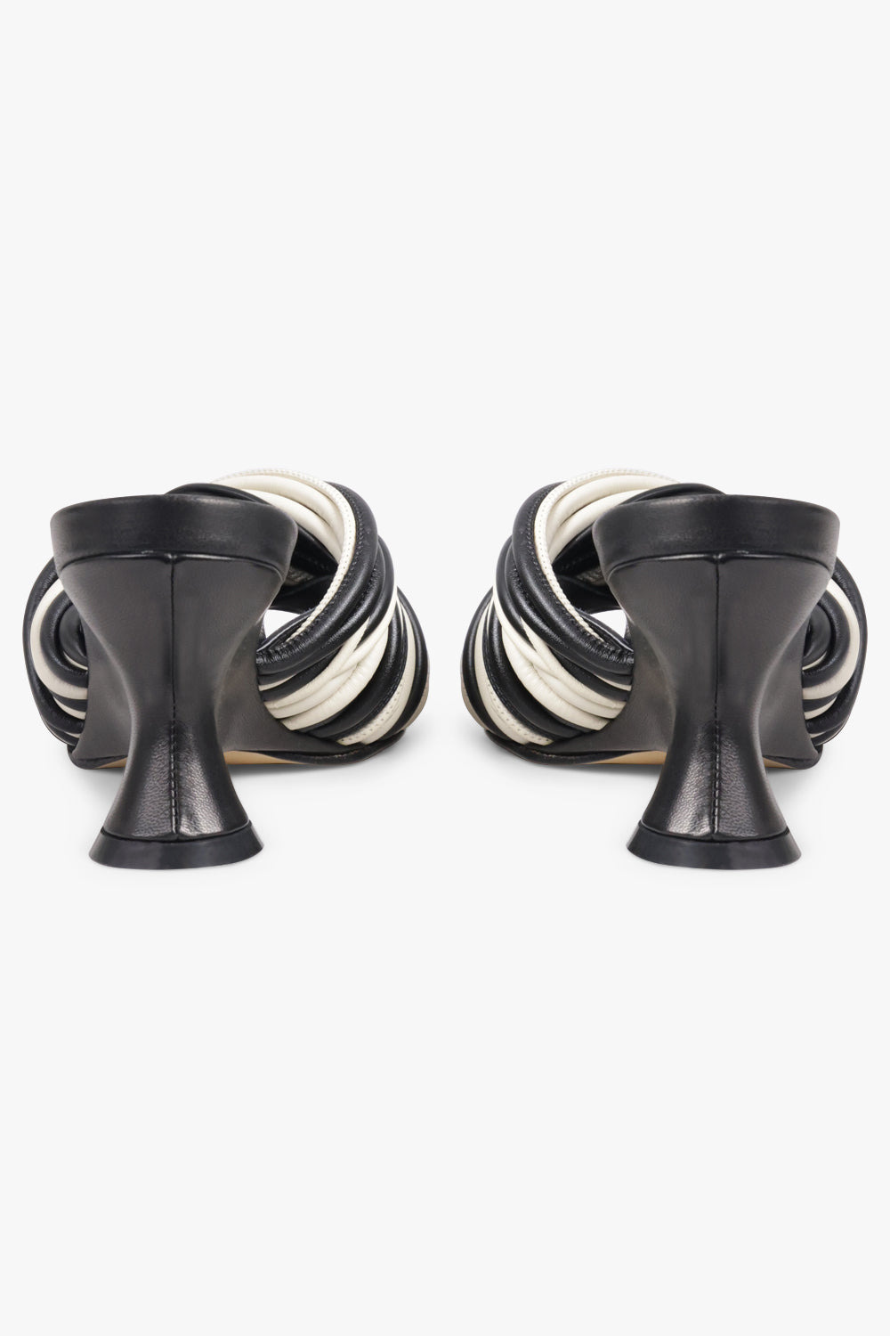 TWIST CORD 75MM OPEN TOE WEDGE MULE | BLACK/WHITE - 5