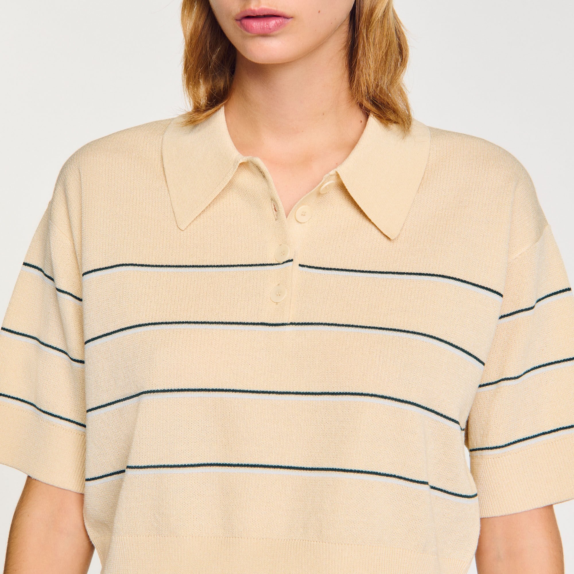 CROPPED STRIPED KNITTED SWEATER - 3
