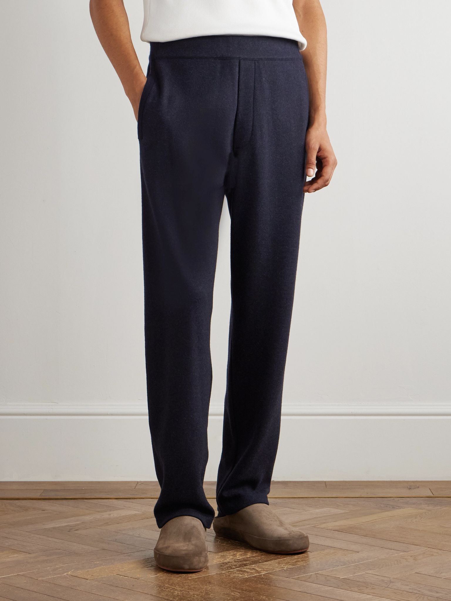 Rio Cashmere-Blend Jersey Drawstring Trousers Navy - 3