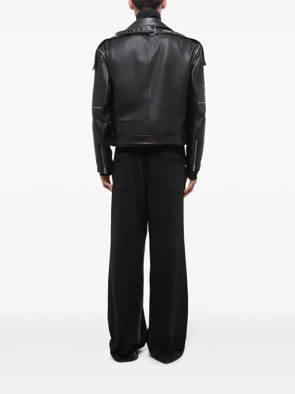 BELTED LEATHER BIKER JACKET - 4