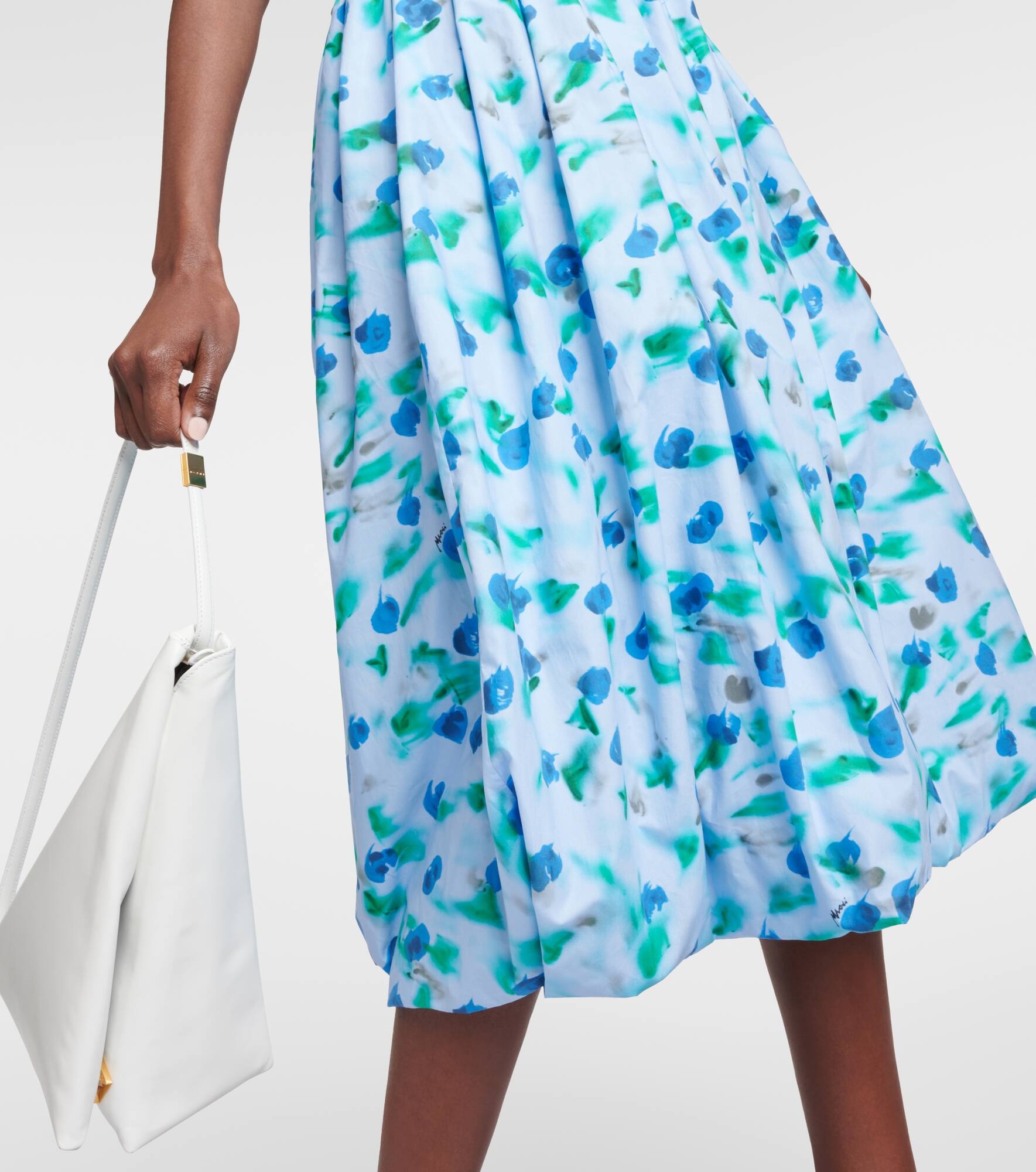 Floral cotton poplin midi dress - 5