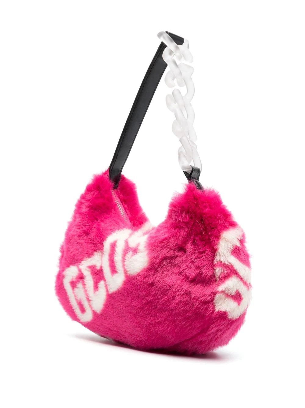 logo-print faux-fur shoulder bag - 3