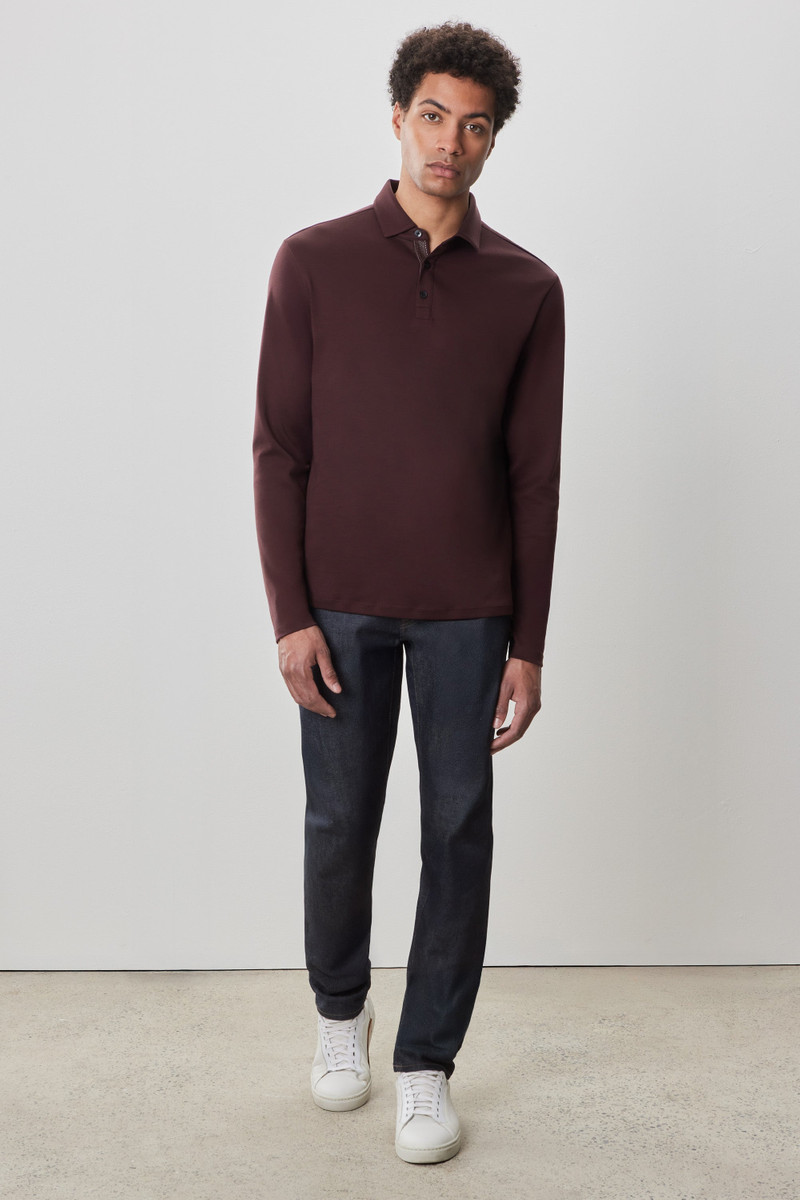ROBERT BARAKETT The Barakett Long Sleeve Herringbone Polo outlook