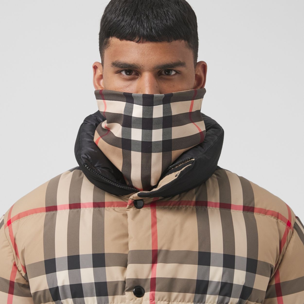 Vintage Check Stretch Nylon Snood - 7