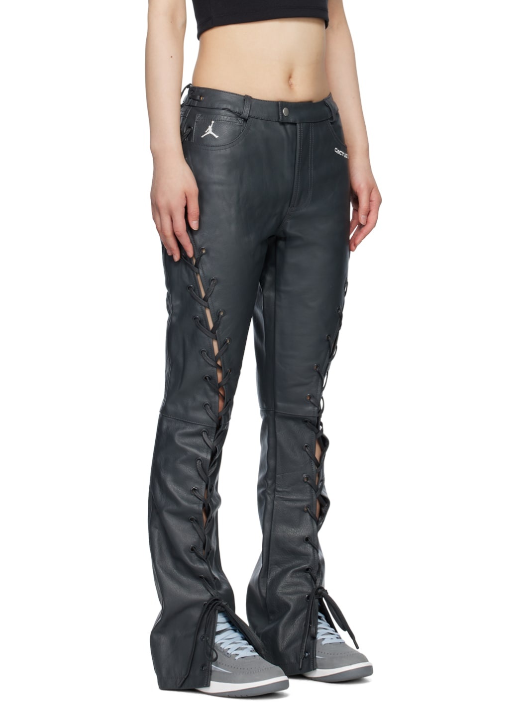 Black Travis Scott Edition Leather Pants - 2