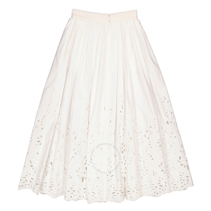 Chloe Ladies White Embroidered Mid-Length Skirt - 2