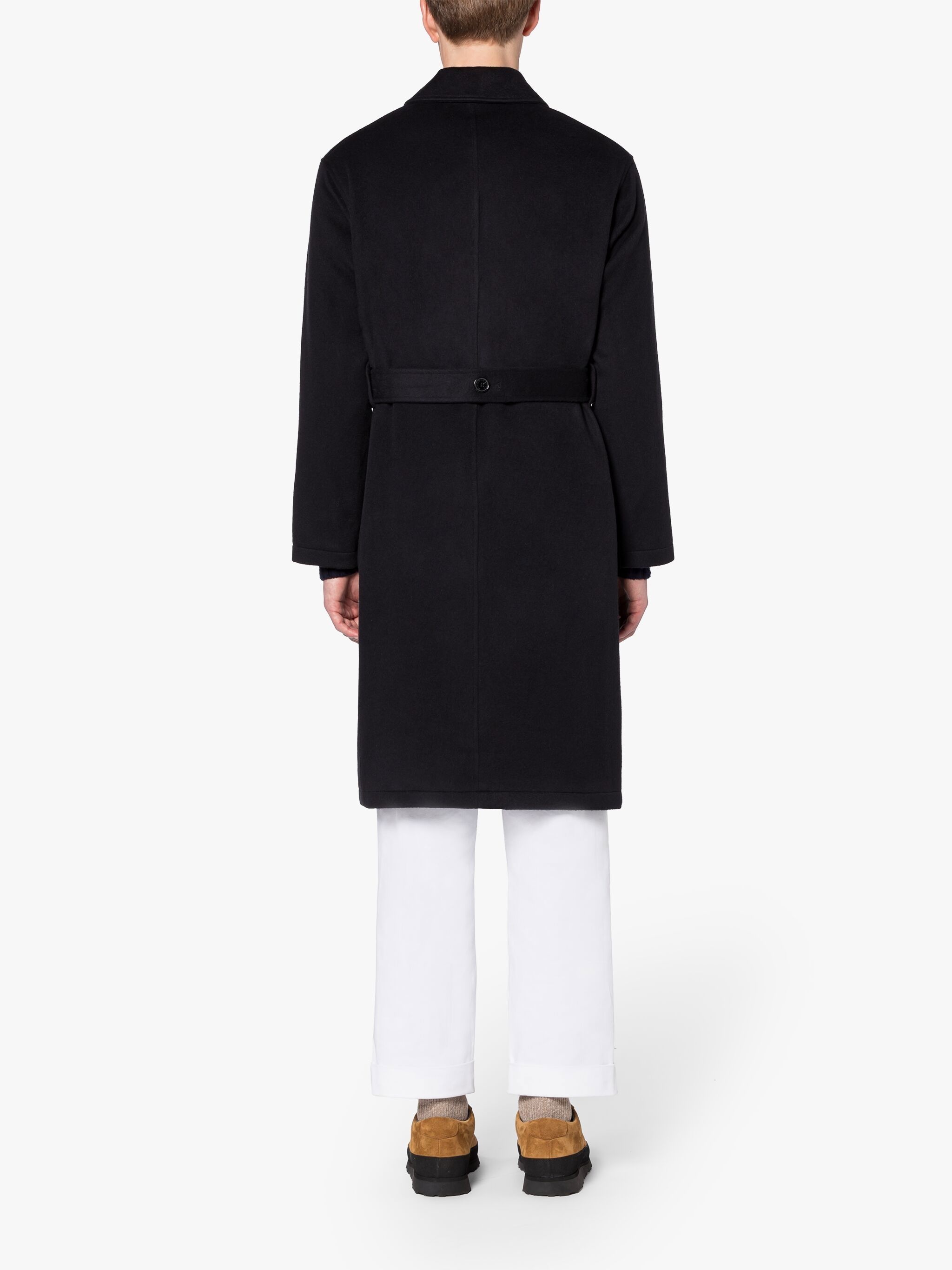 MILAN NAVY WOOL & CASHMERE SINGLE-BREASTED TRENCH COAT - 3