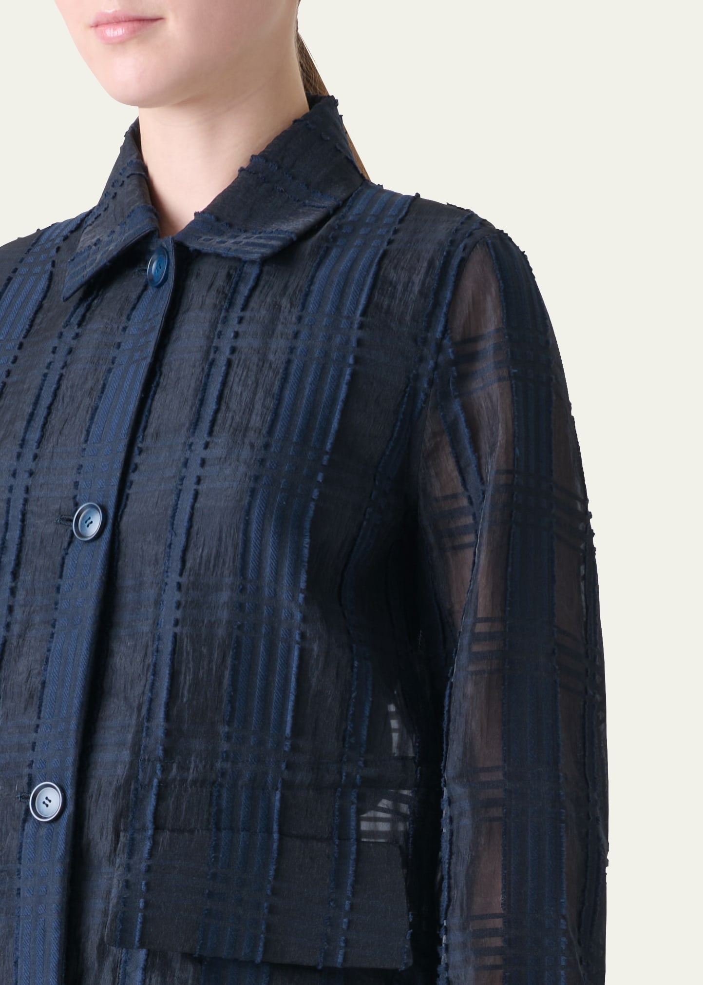 Tom Organdy Plaid Short Jacket - 5