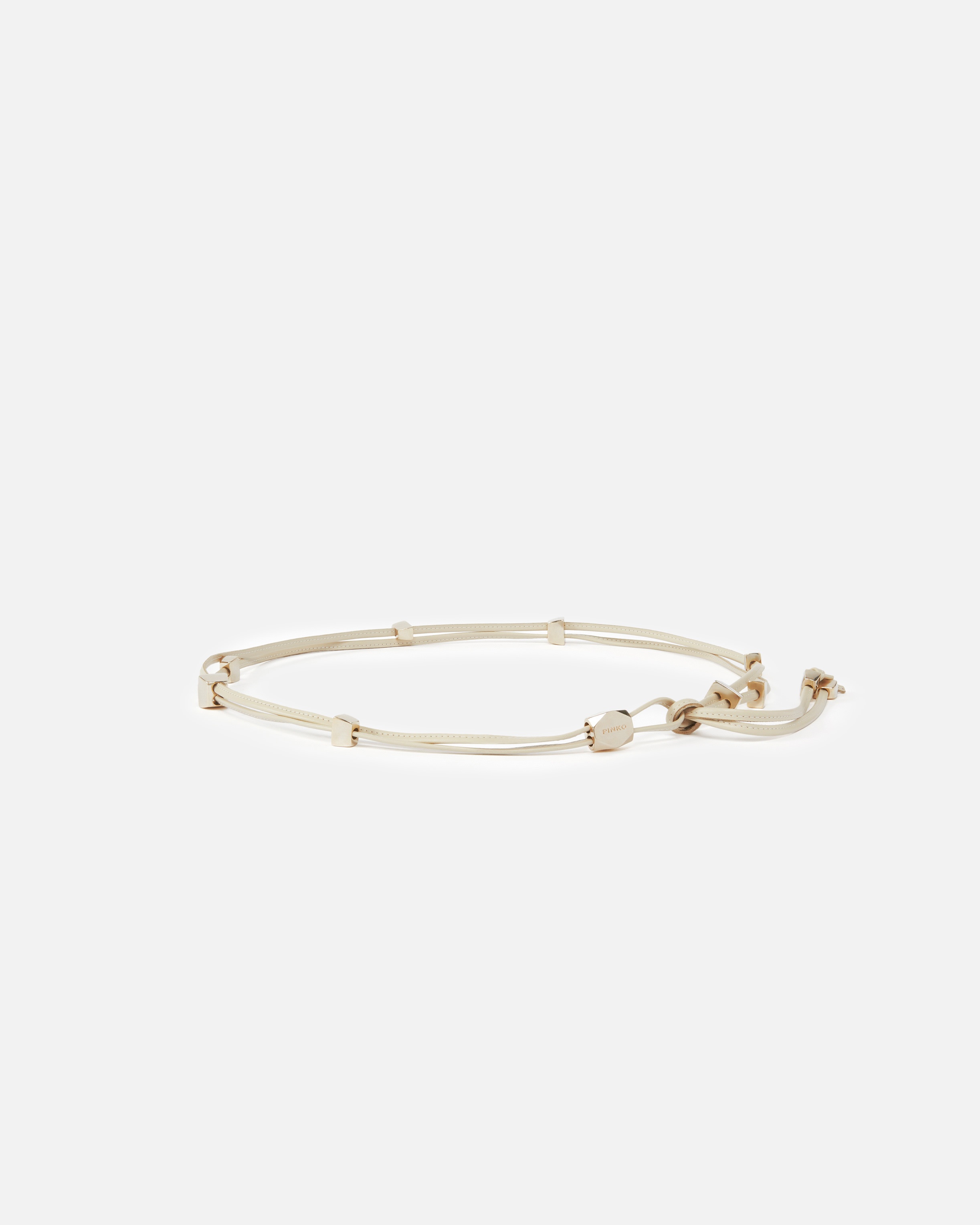 TUBULAR LEATHER BELT WITH GOLD METAL NUGGETS - 2