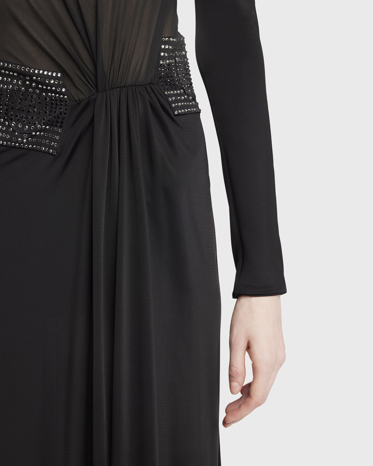 Crystal Sheer Midriff Jersey Gown - 5