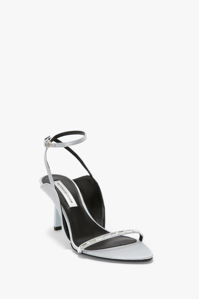 Victoria Beckham Victoria Embellished Stiletto Sandal 75 In Magnesium Satin outlook