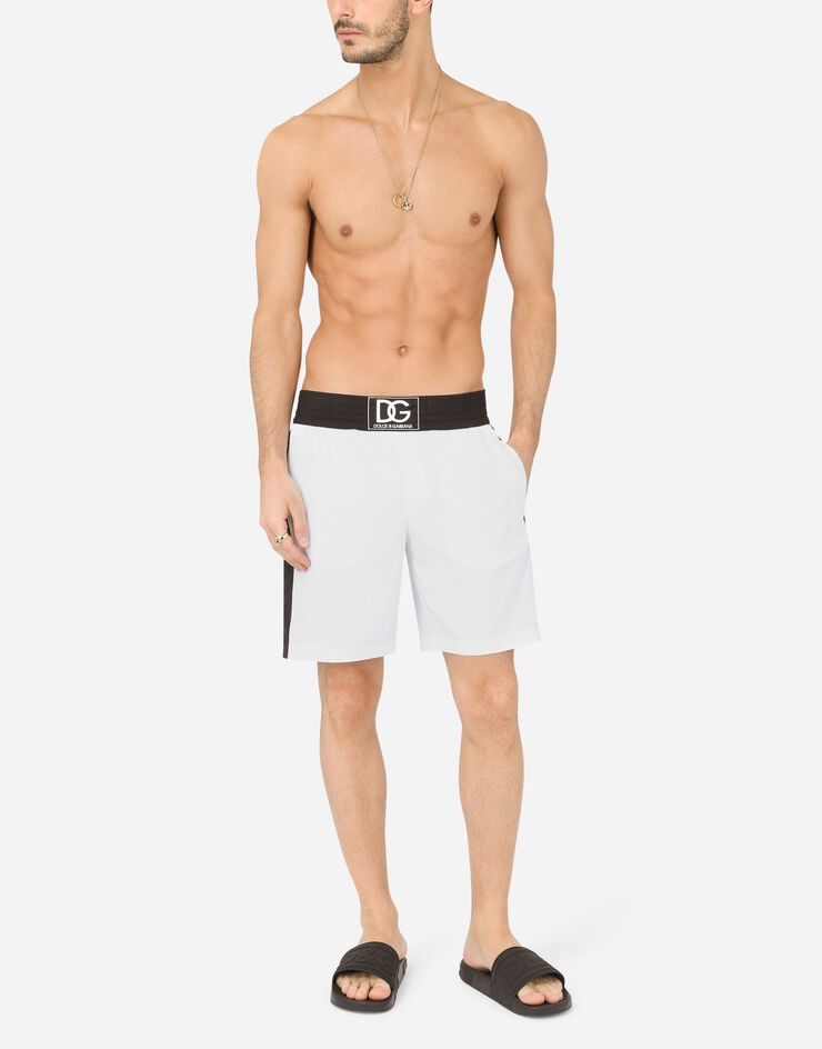 Two-tone mid-length swim trunks with DG patch - 2