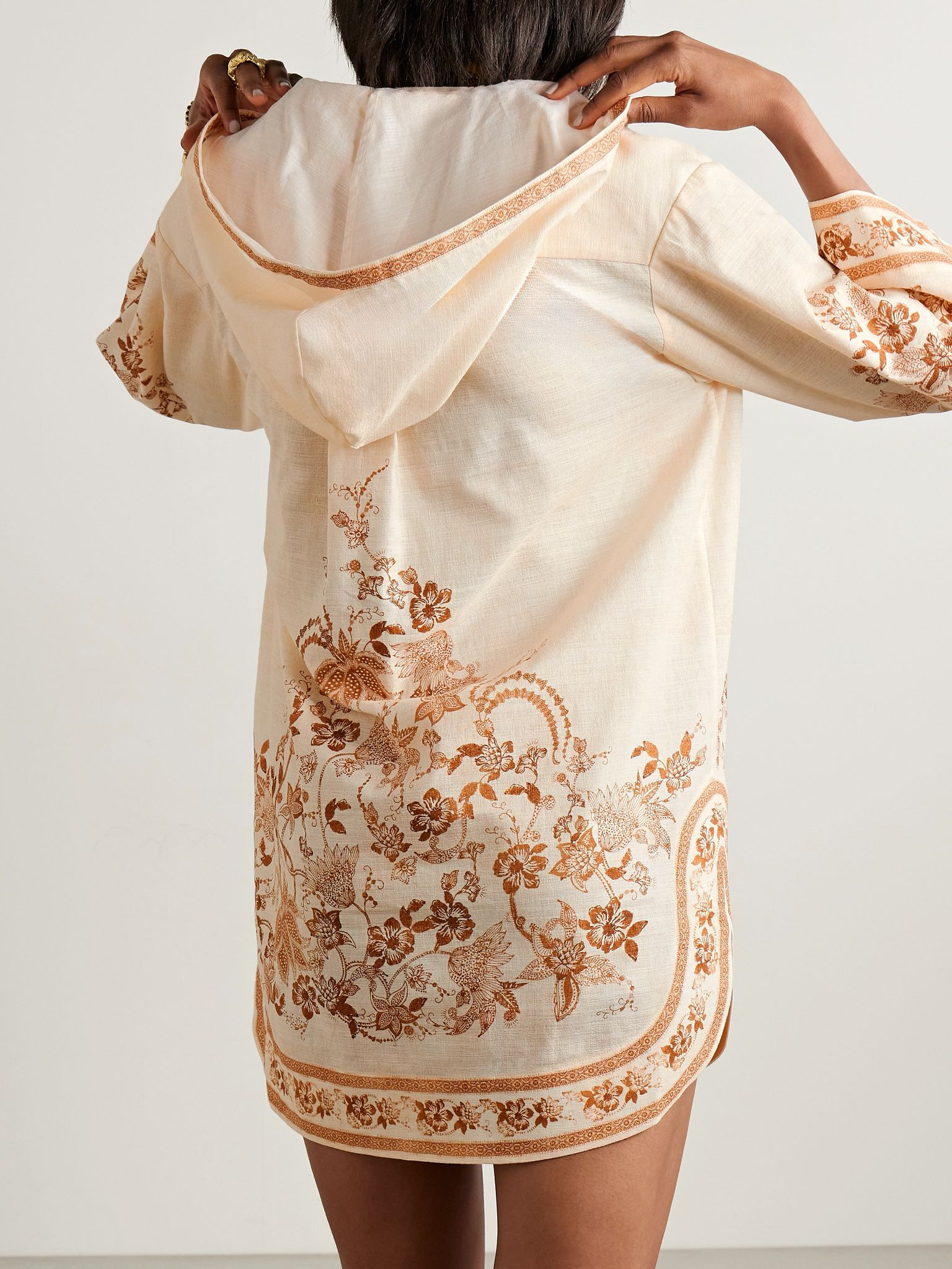 Ascension hooded printed cotton mini dress Multi - 3