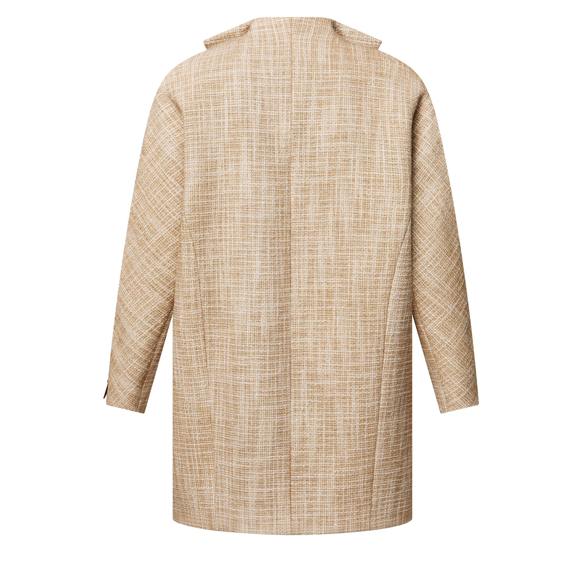 Graphic Collar Oversized Tweed Coat - 3
