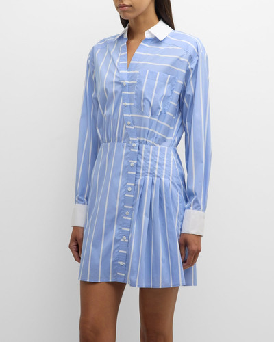 VERONICA BEARD Poppe Multi-Stripe Long-Sleeve Mini Shirtdress outlook