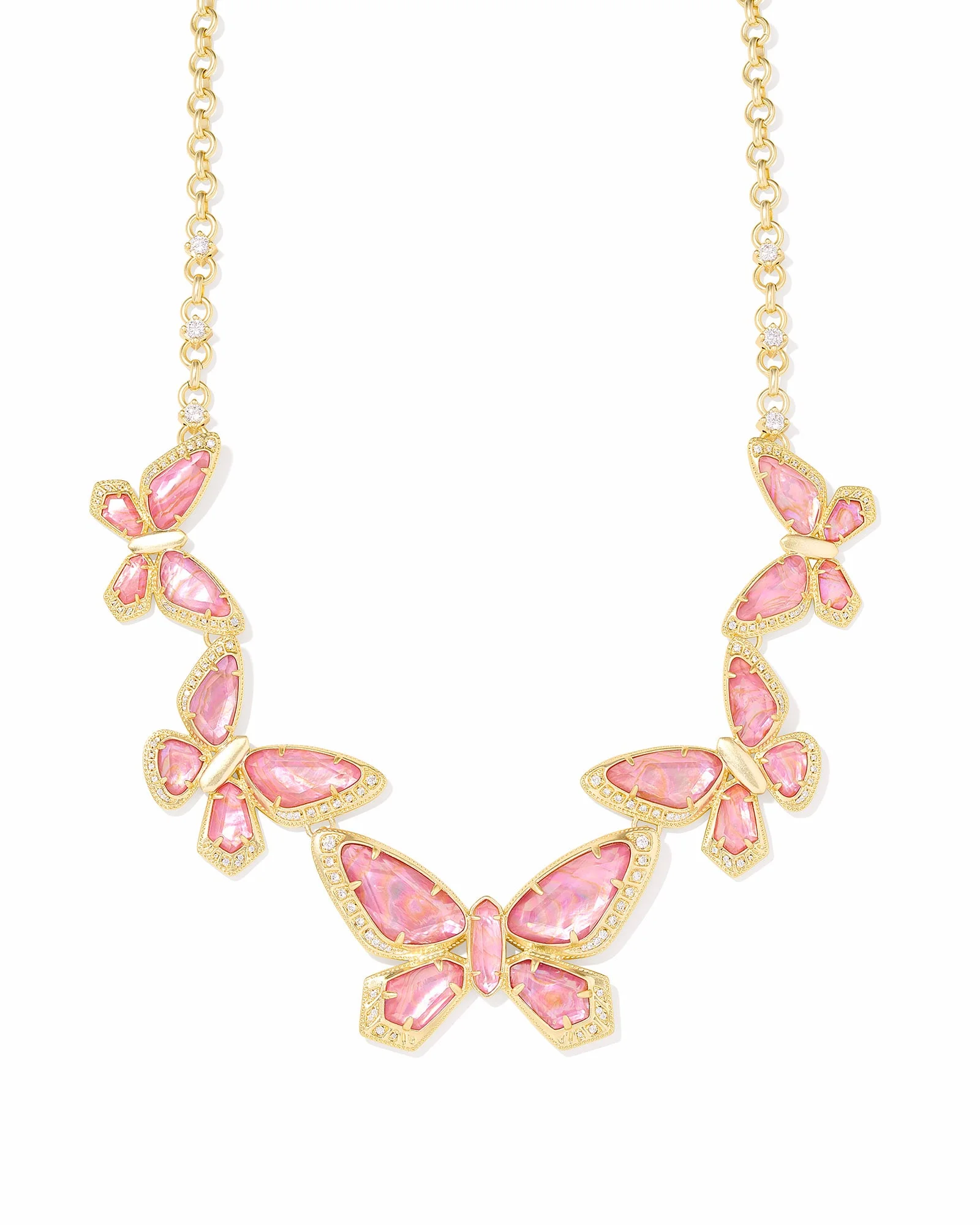 Dolly Parton x Kendra Scott Gold 1974 Butterfly Statement Necklace in Light Pink Iridescent Abalone - 1