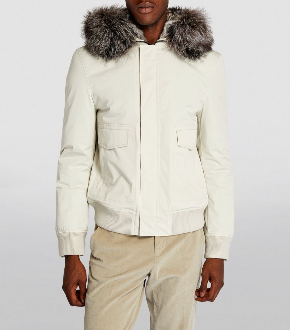 Fur-Lined Hooded Bomber Jacket - 3