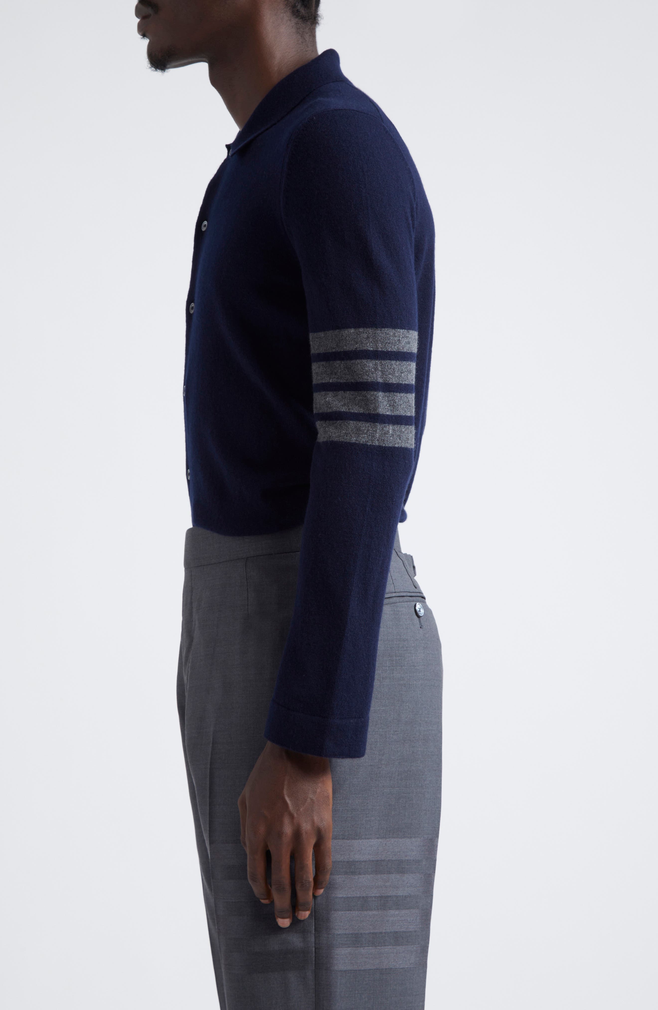 Thom Browne 4-Bar Cashmere Polo Cardigan in Navy at Nordstrom - 3
