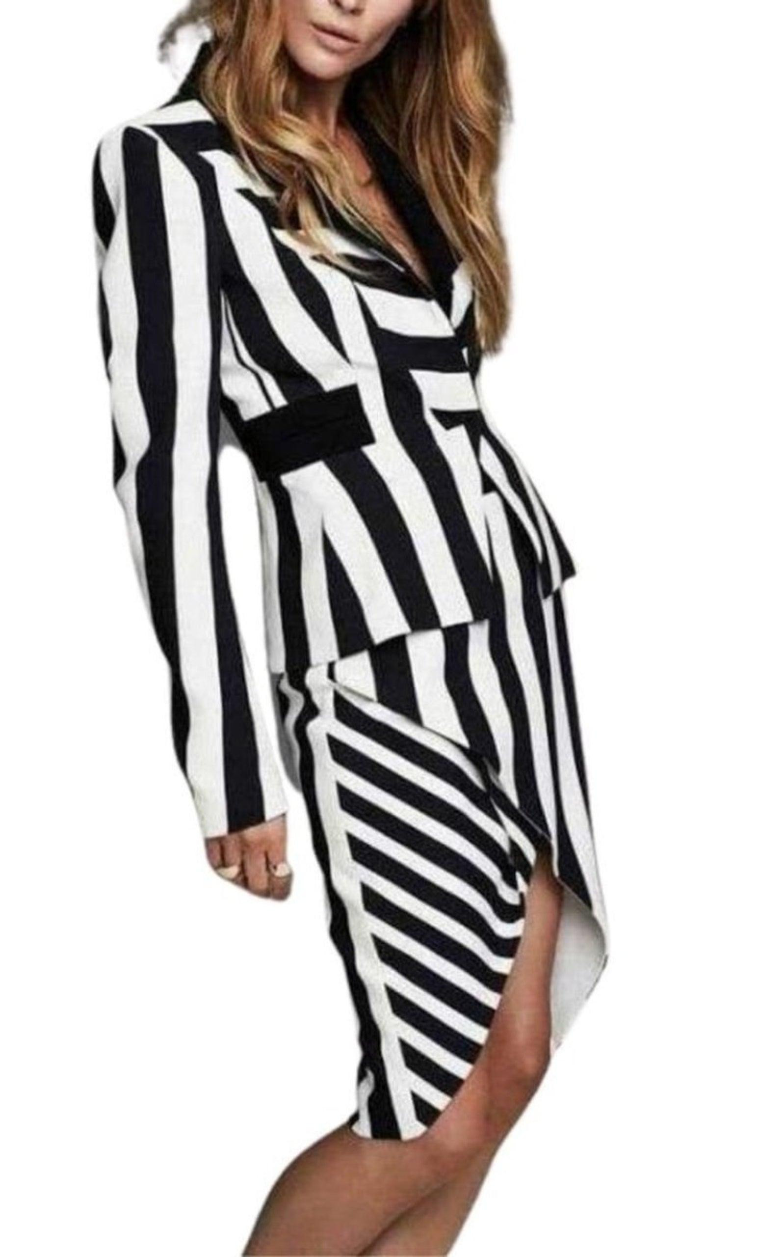 Striped Stretch Crepe Skirt - 2