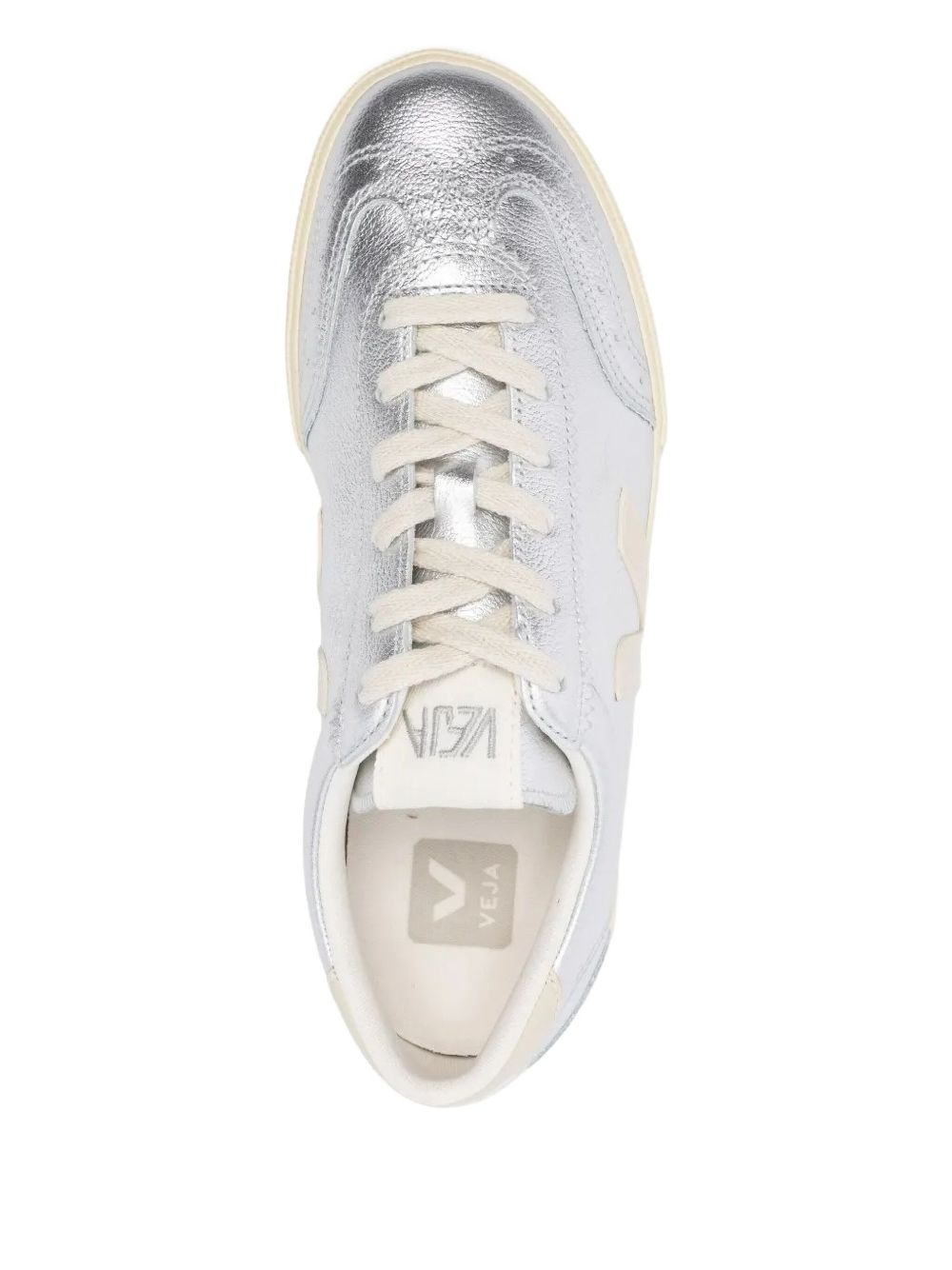 Volley metallic leather lace-up sneakers - 3