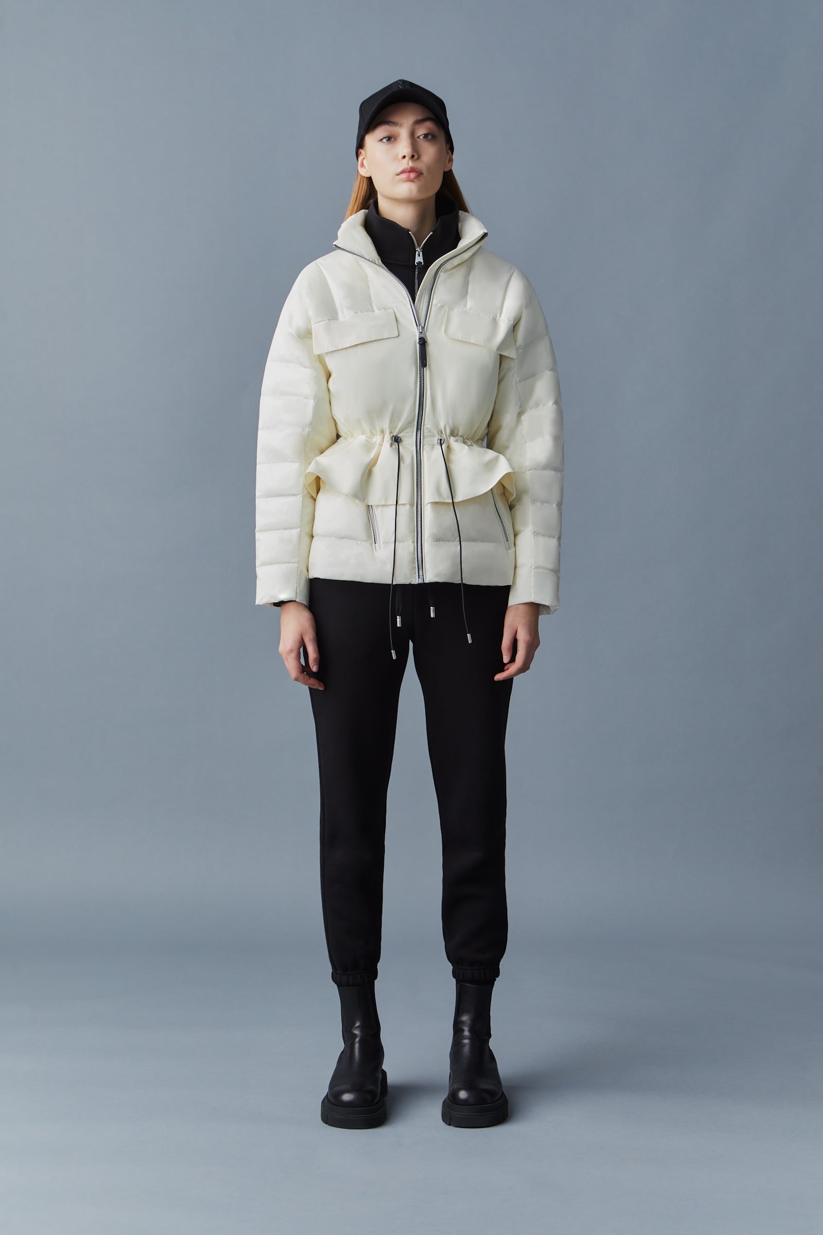HEIDEE Mixed-media field jacket with peplum for ladies - 2