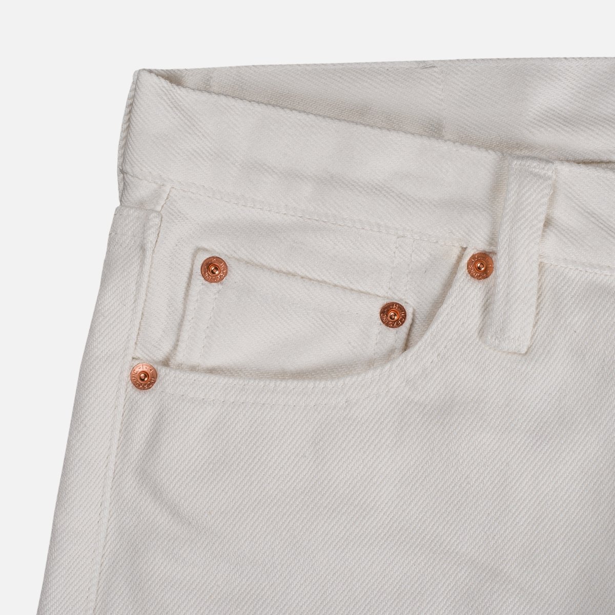IH-666S-WH 21oz Selvedge Denim Slim Straight Cut Jeans - White - 6