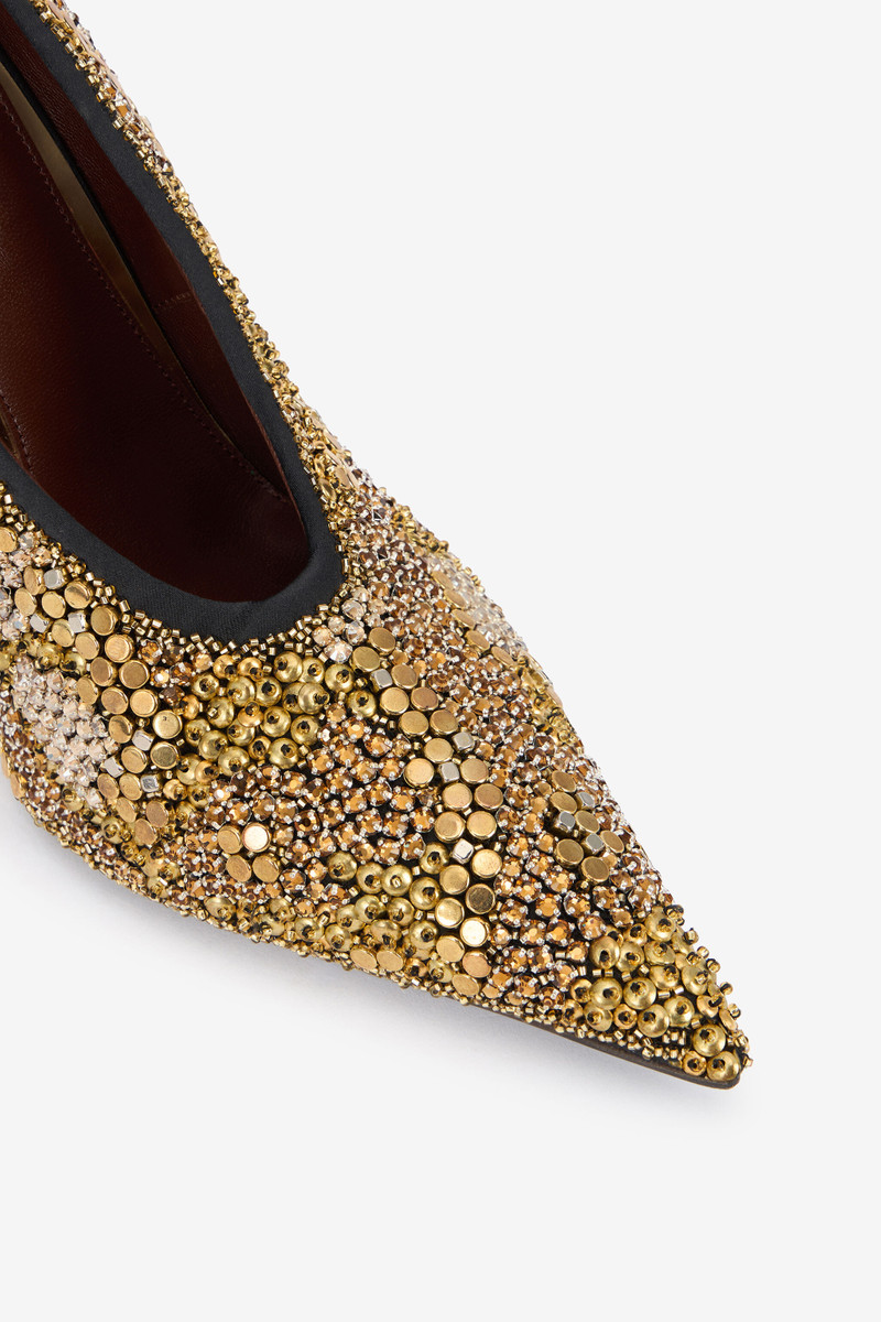Gold Pointed-Toe Pumps 5