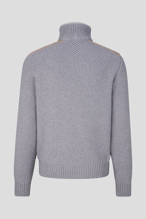 Sandro Leather knit jacket in Beige/Light gray - 3