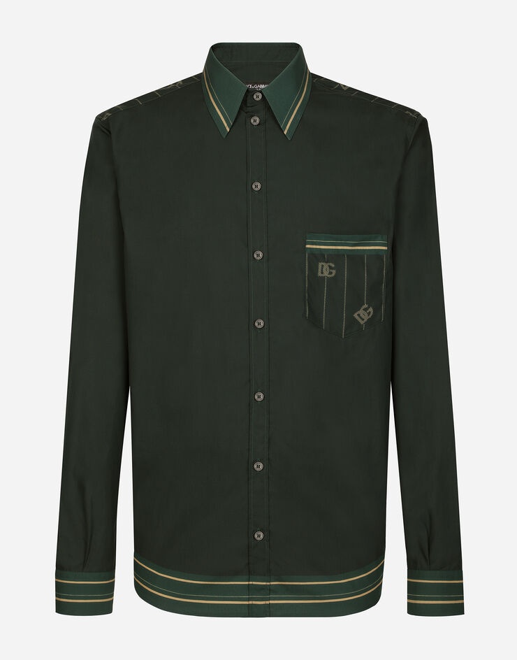 Striped-print cotton Martini-fit shirt with DG logo - 1