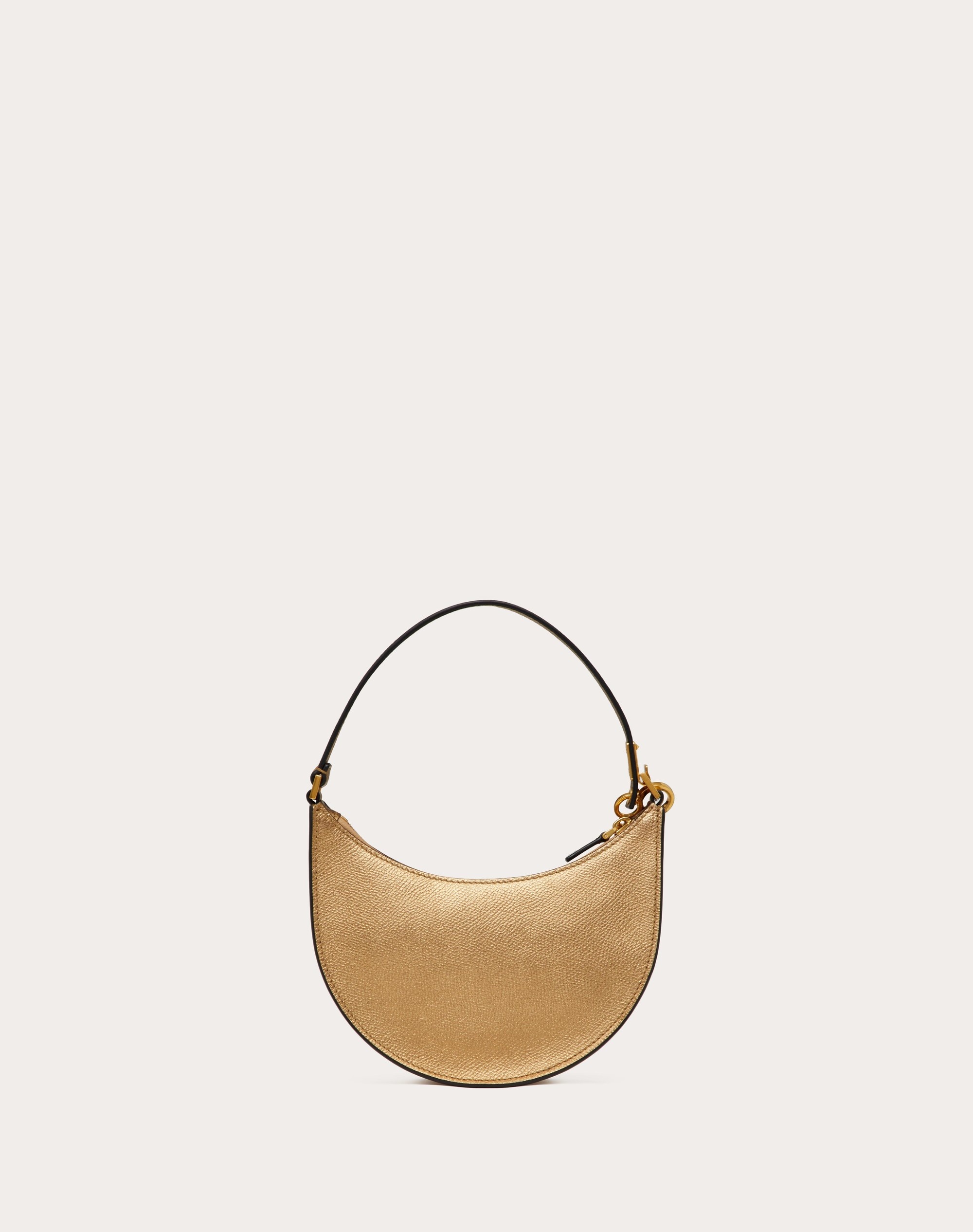 VLOGO SIGNATURE MINI HOBO BAG IN METALLIC GRAINY CALFSKIN - 4