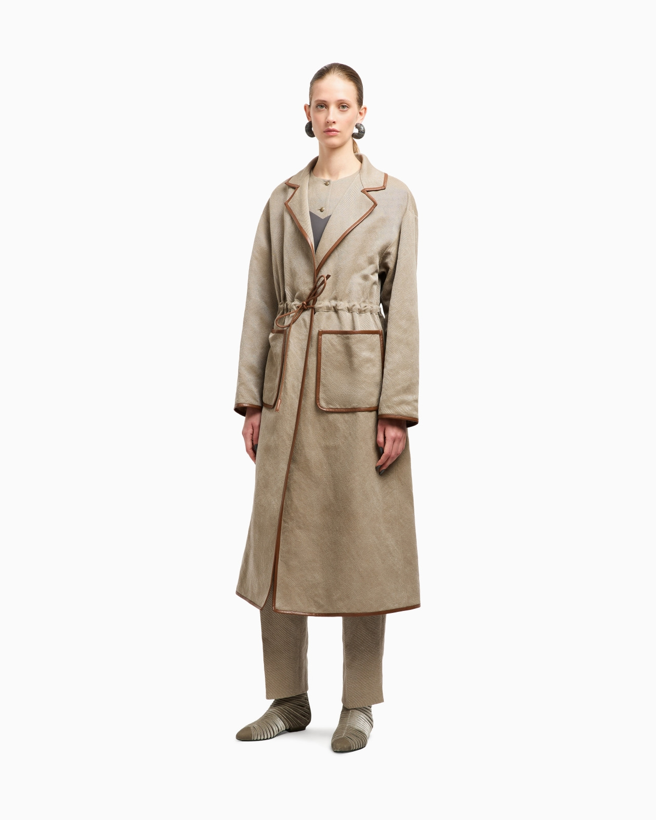 HEMP, VISCOSE AND COTTON CAVALRY TRENCH COAT - 4