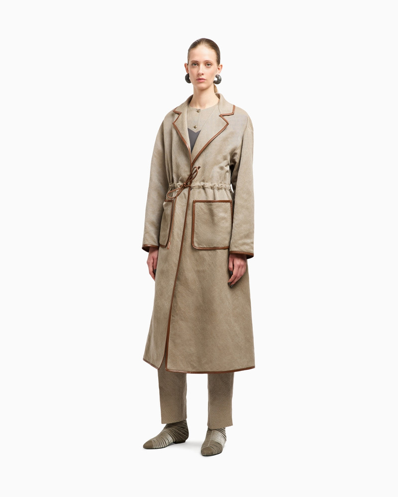 GIORGIO ARMANI HEMP, VISCOSE AND COTTON CAVALRY TRENCH COAT outlook