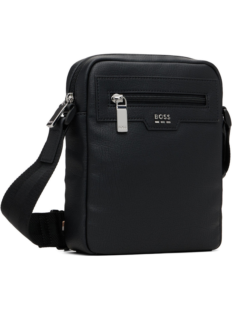 BOSS Black Grained Faux-Leather Pouch outlook