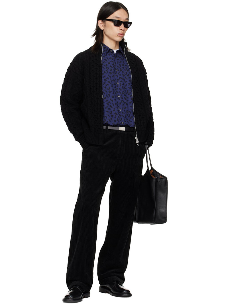 vowels Black Cable Knit Zip Up Sweater outlook