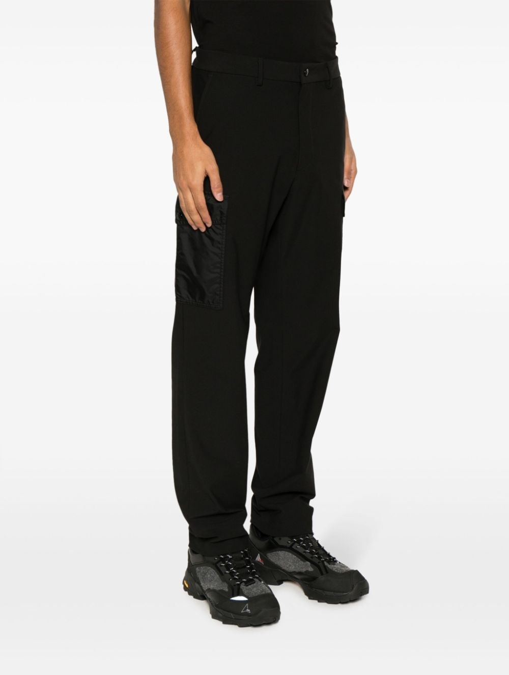 logo-patch jersey cargo trousers - 3