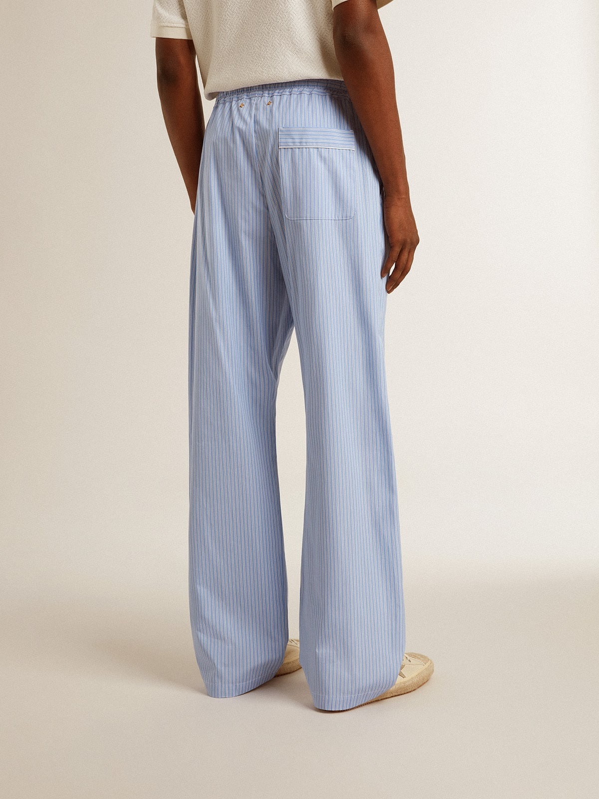 Men's joggers in striped cotton poplin - 4