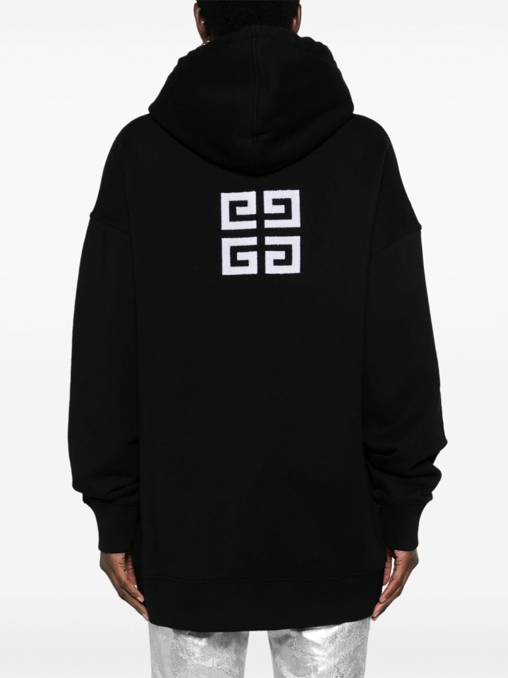 logo-flocked cotton hoodie - 4