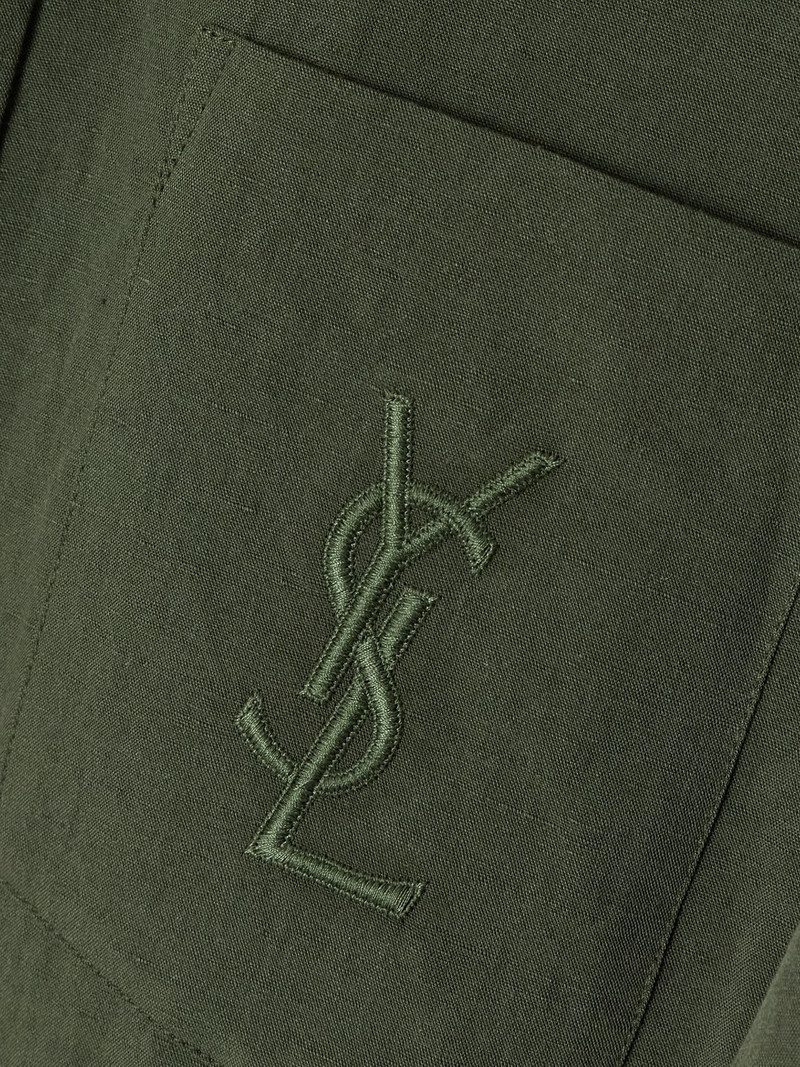 Embroidered cotton and linen-blend shirt Green 5