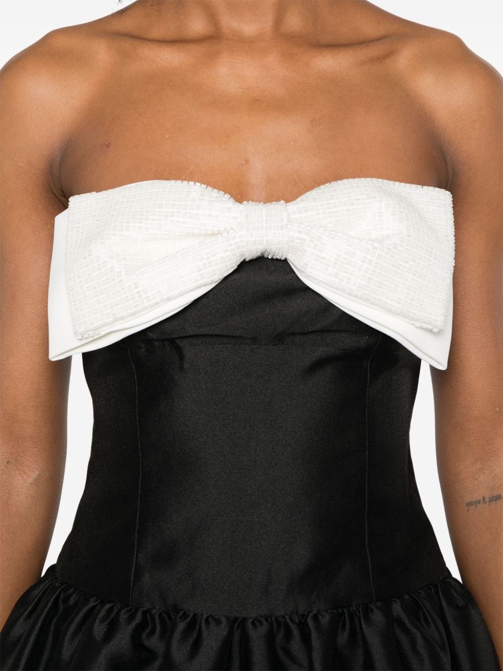 taffeta contrast-bow midi dress - 5