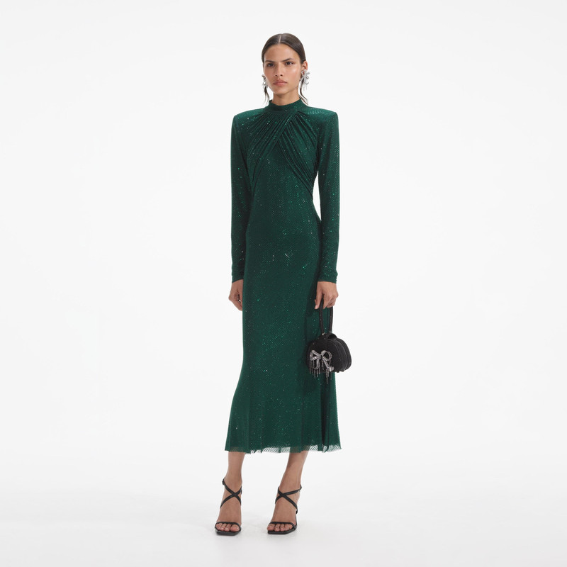 green emerald velvet dress Rhinestone Mini Dress