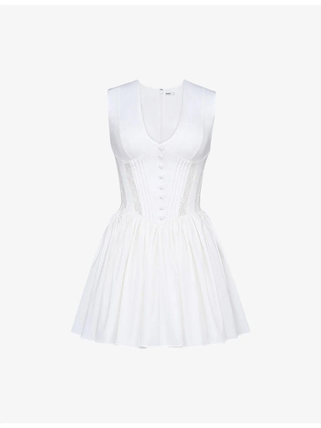 Carmel Plunge-Neck Stretch-Cotton Mini Dress - 1