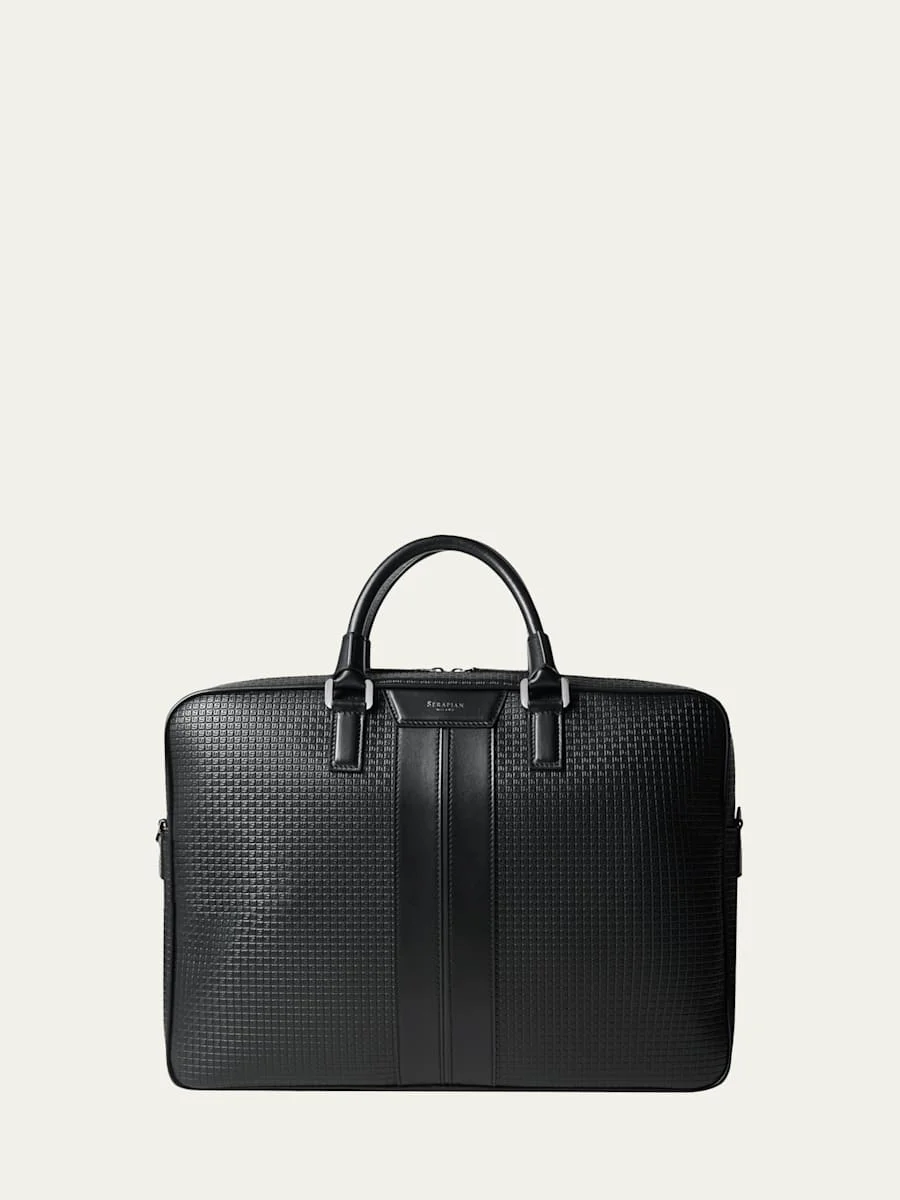 Men's Slim Stepan Canvas and Leather Briefcase - 1