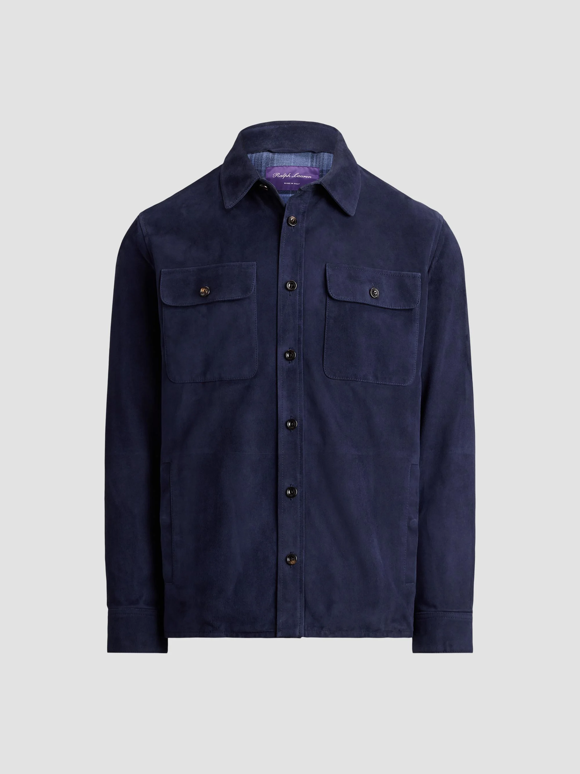 Men's Suede Shirt Jacket - Racing Navy - 1