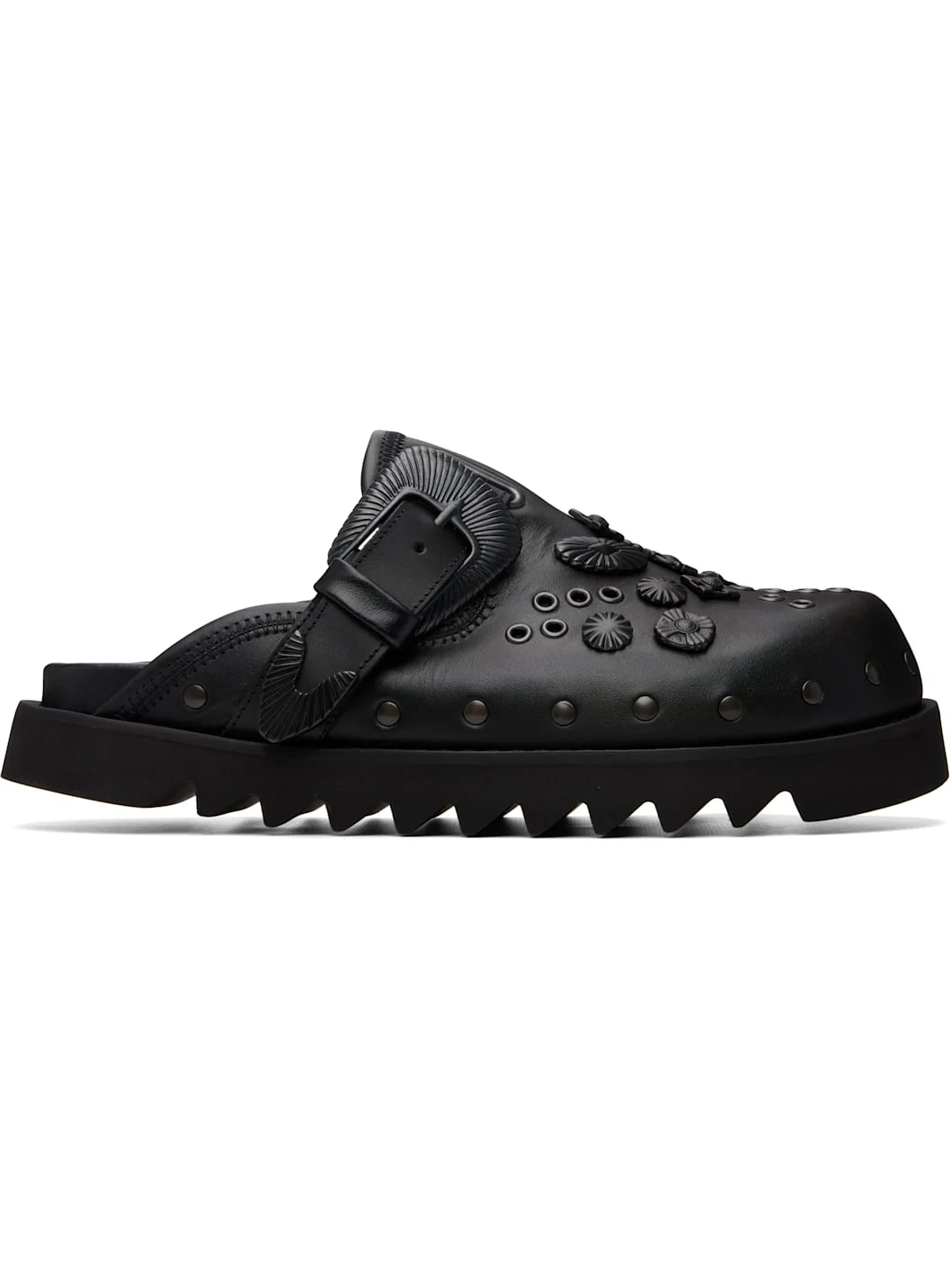 SSENSE Exclusive Black Eyelet Metal Sabot Slip-on Loafers - 1