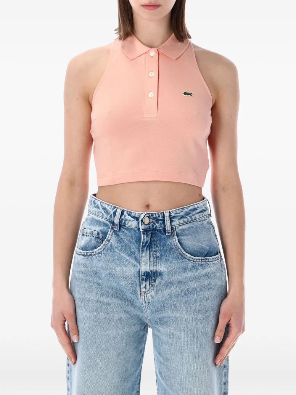 sleeveless cropped polo shirt - 1