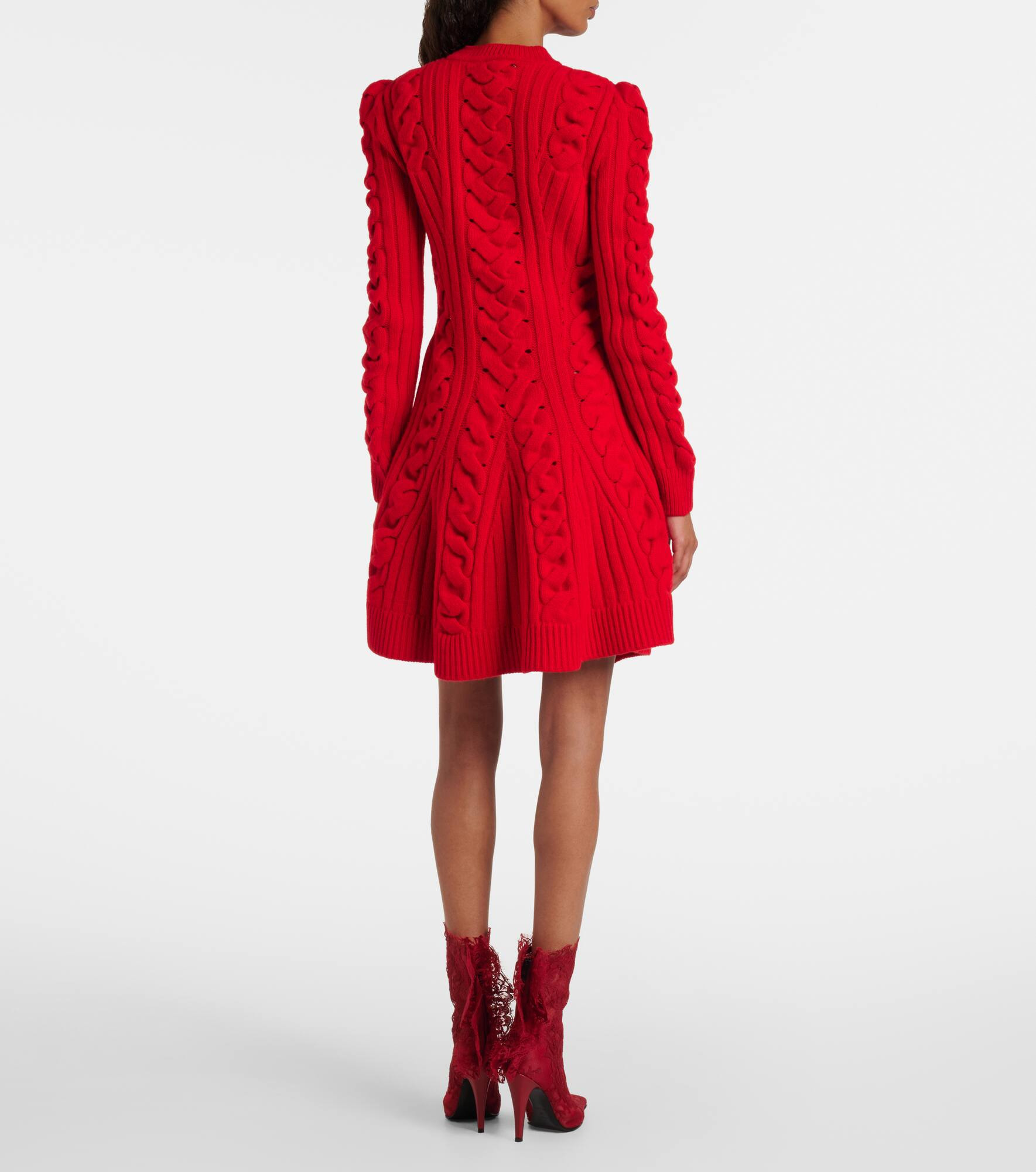 Cable-knit wool and cashmere minidress - 3